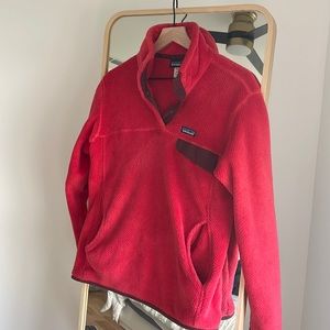 PATAGONIA pullover in Red with maroon details.
